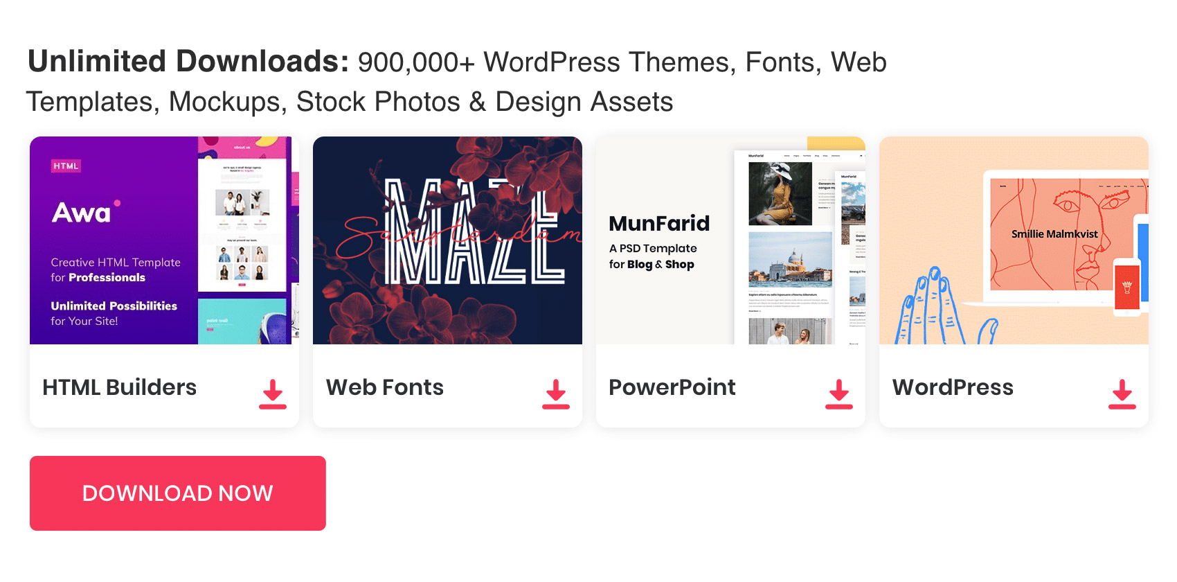 Unlimited Commercial Downloads: Over 1 Million Fonts, UI Kits, Photoshop Actions, Mockups, Stock Photos & More