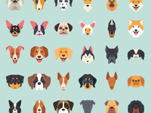 30 Dog Breeds Vector Illustration Icons