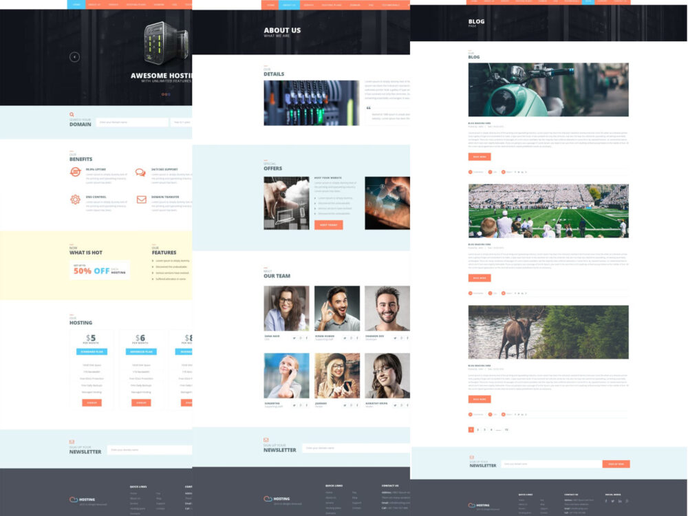 Free Hosting Web Template PSD