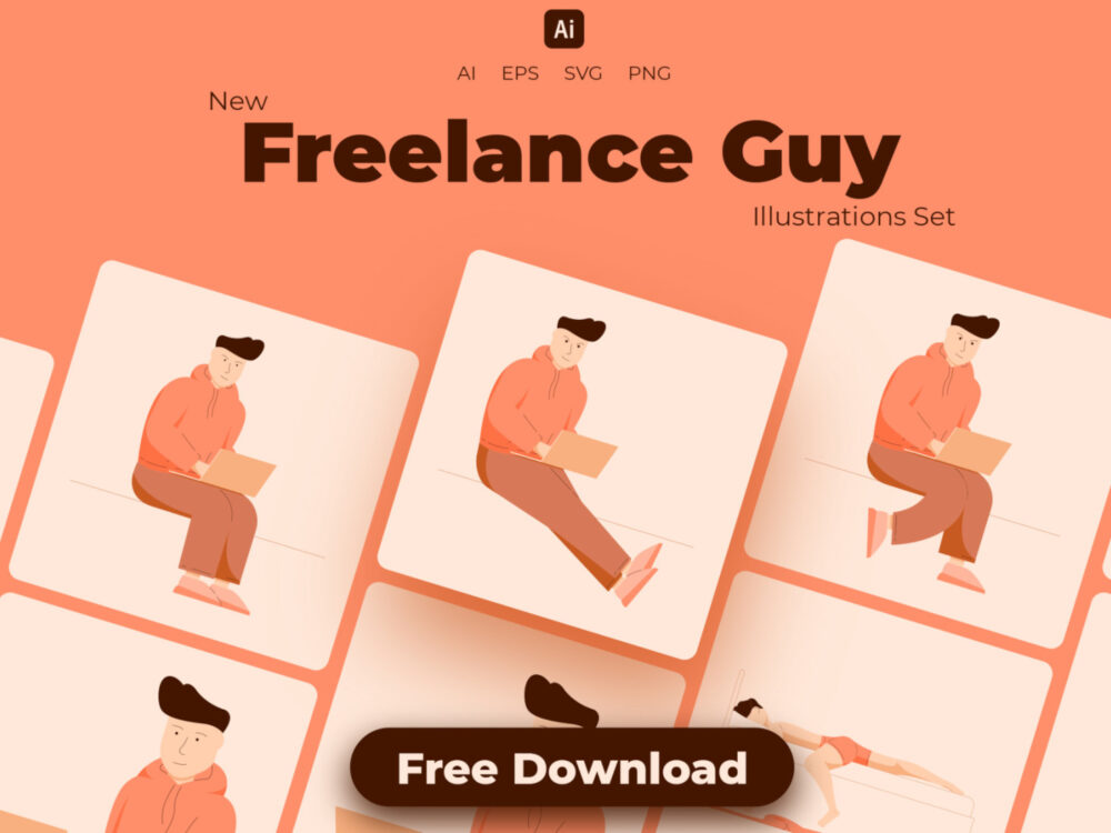 Freelance Guy Illustrations Set