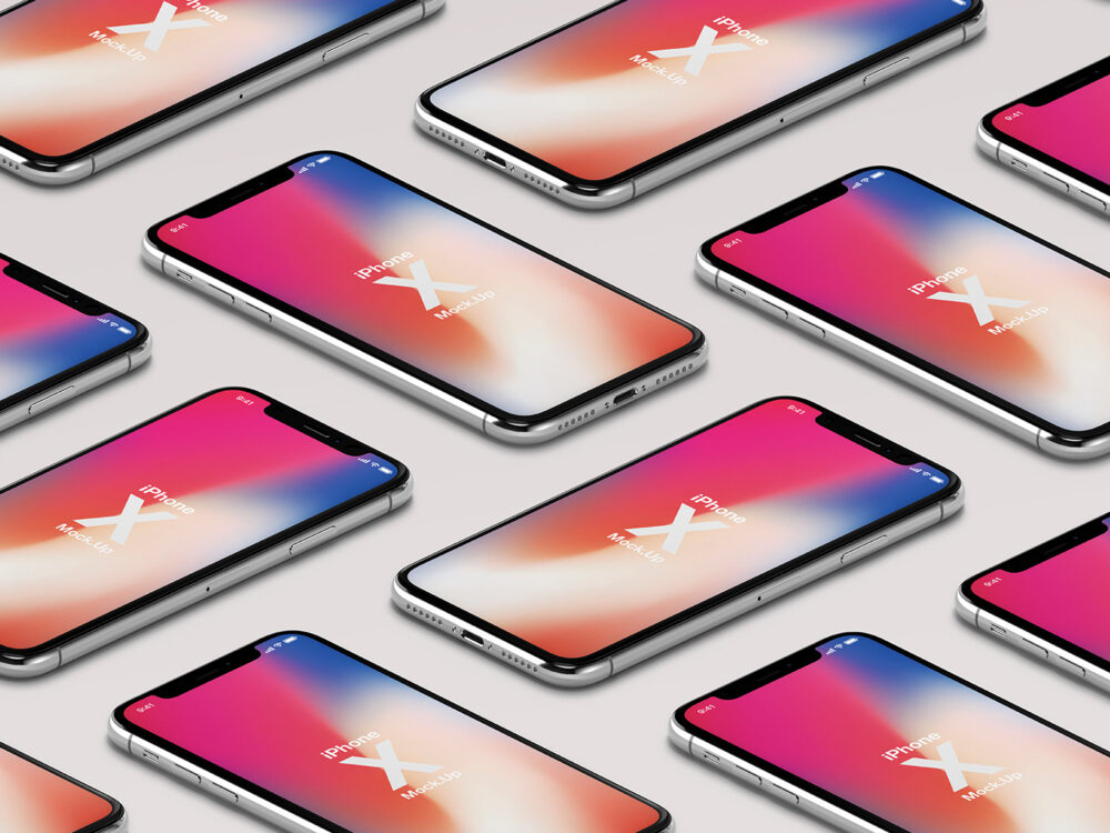 Isometric iPhone X/11 Pro PSD Mockup