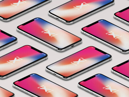 Isometric iPhone X/11 Pro PSD Mockup