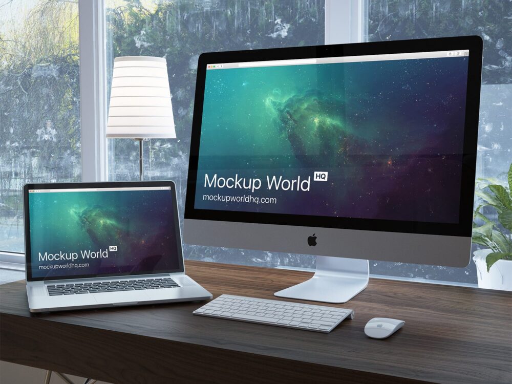 iMac Workspace Free Mockup