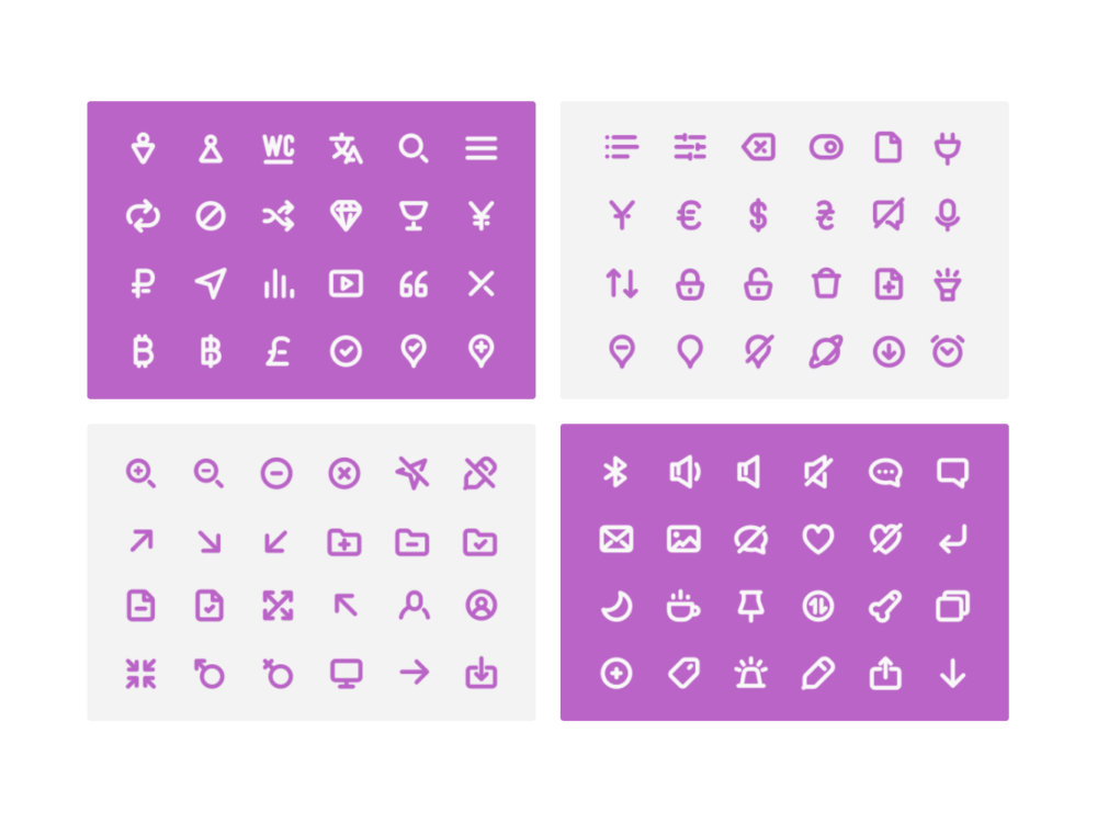100 Bold Purple Line Icons