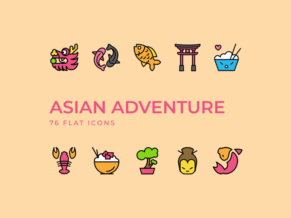 Asian Adventure Flat Icons