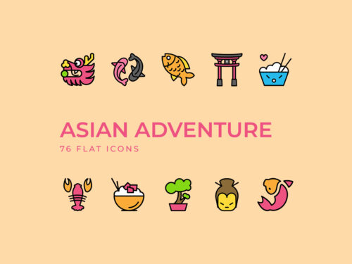 Asian Adventure Flat Icons