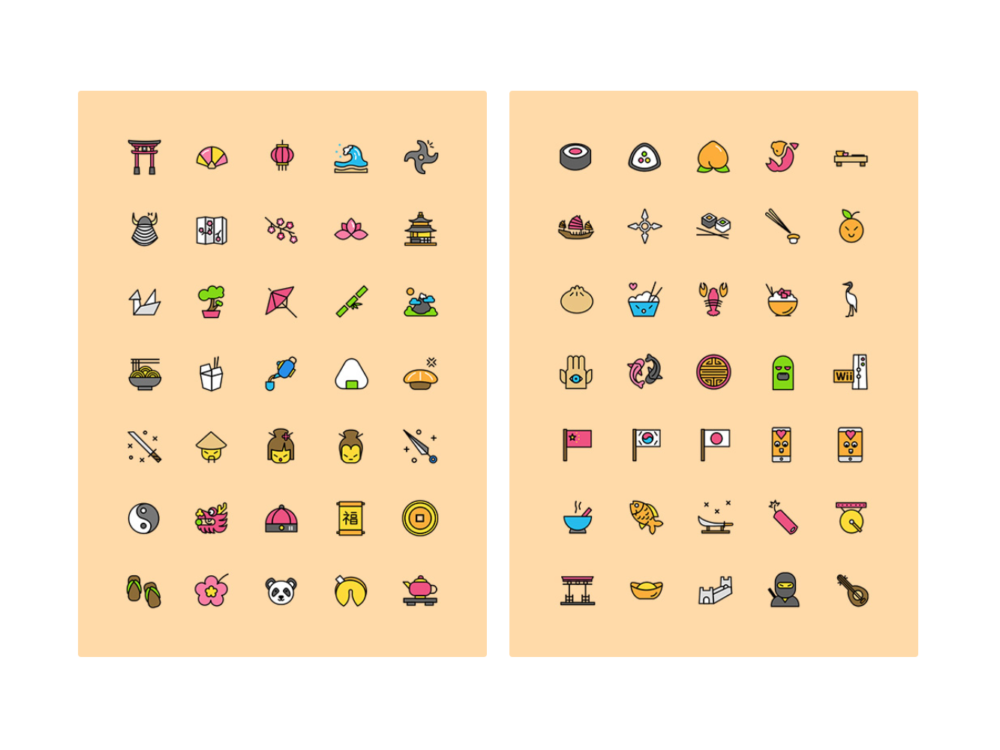 Asian Adventure Flat Icons