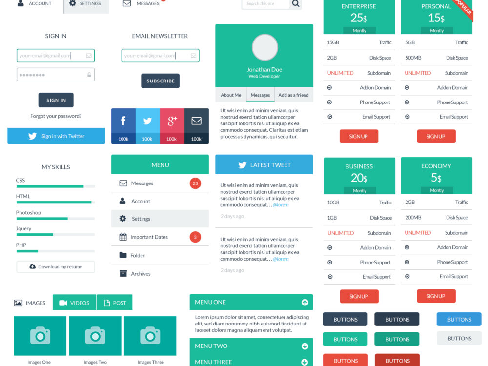 Beautiful Free Web User Interface Design Kit PSD