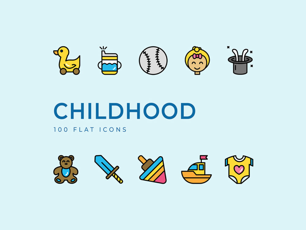 Childhood Flat Icons Set