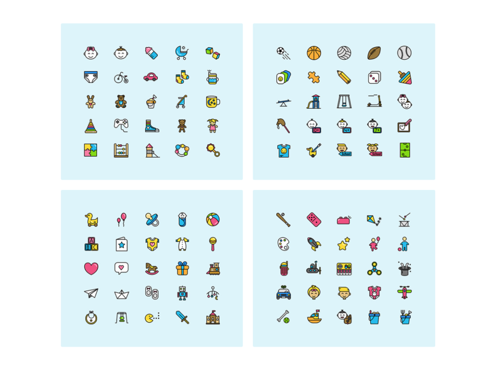 Childhood Flat Icons Set