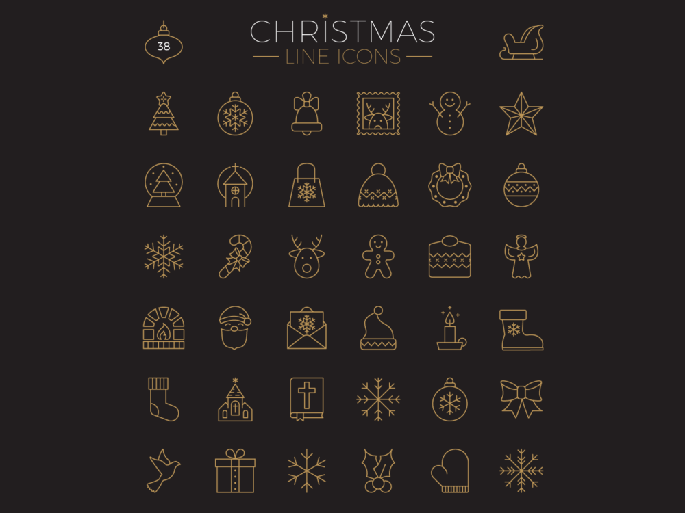 Christmas Line Icons Set