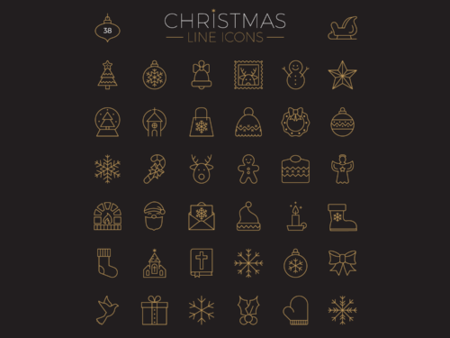 Christmas Line Icons Set