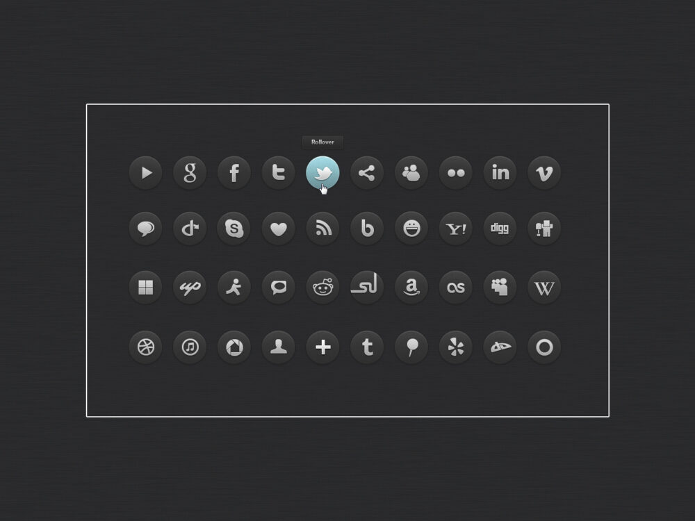 Dark Social Icons Set