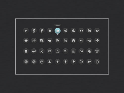 Dark Social Icons Set