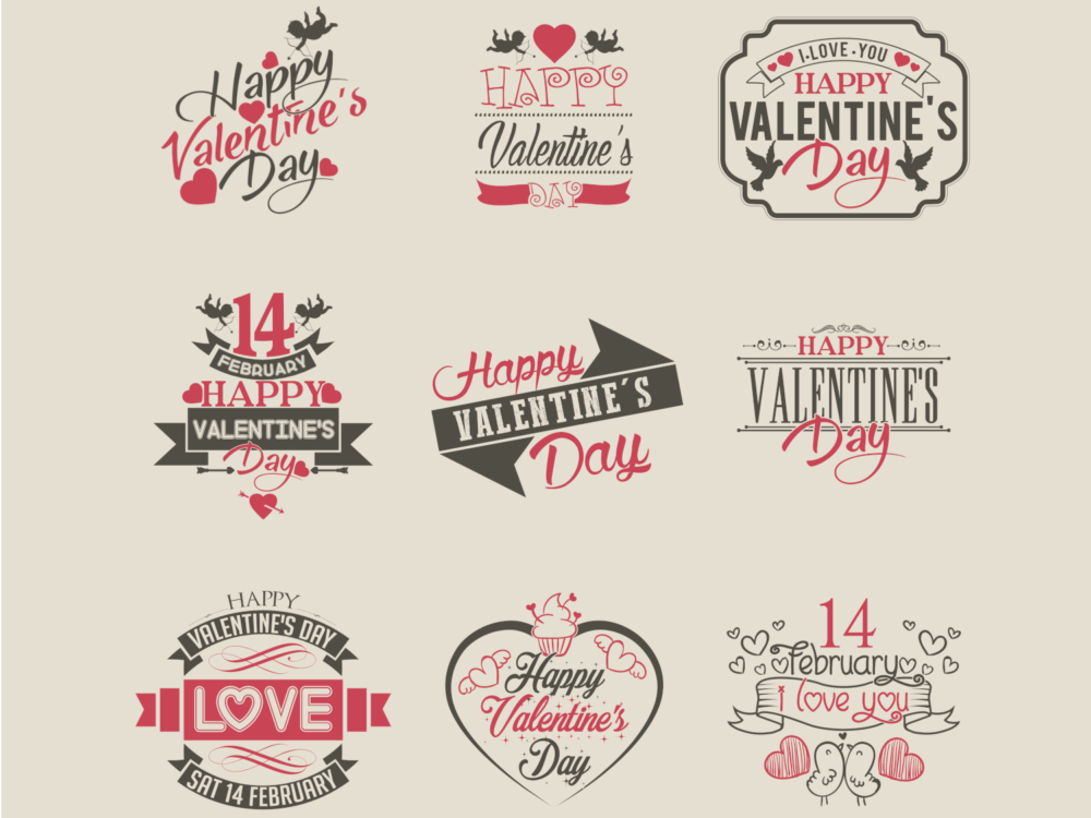Free 9 Valentines Day Label in PSD