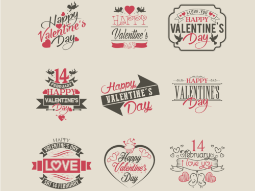 Free 9 Valentines Day Label in PSD