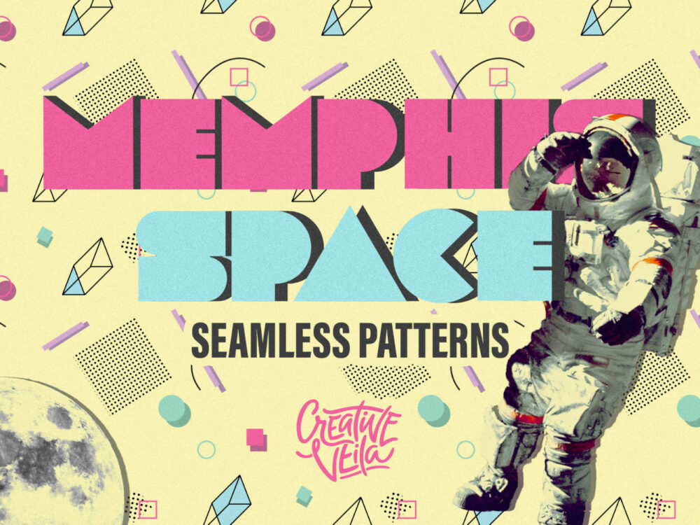 Free Memphis Space Seamless Patterns