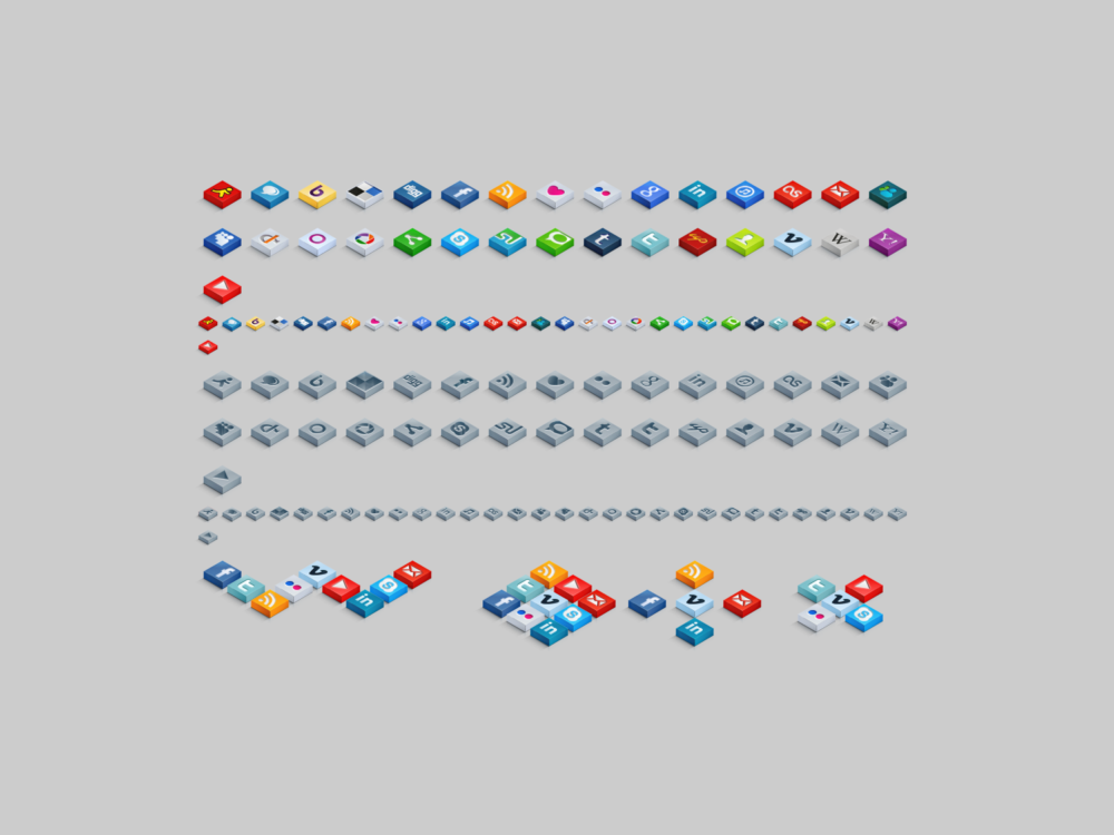 Isometric 3D Social Icons Set