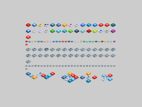 Isometric 3D Social Icons Set