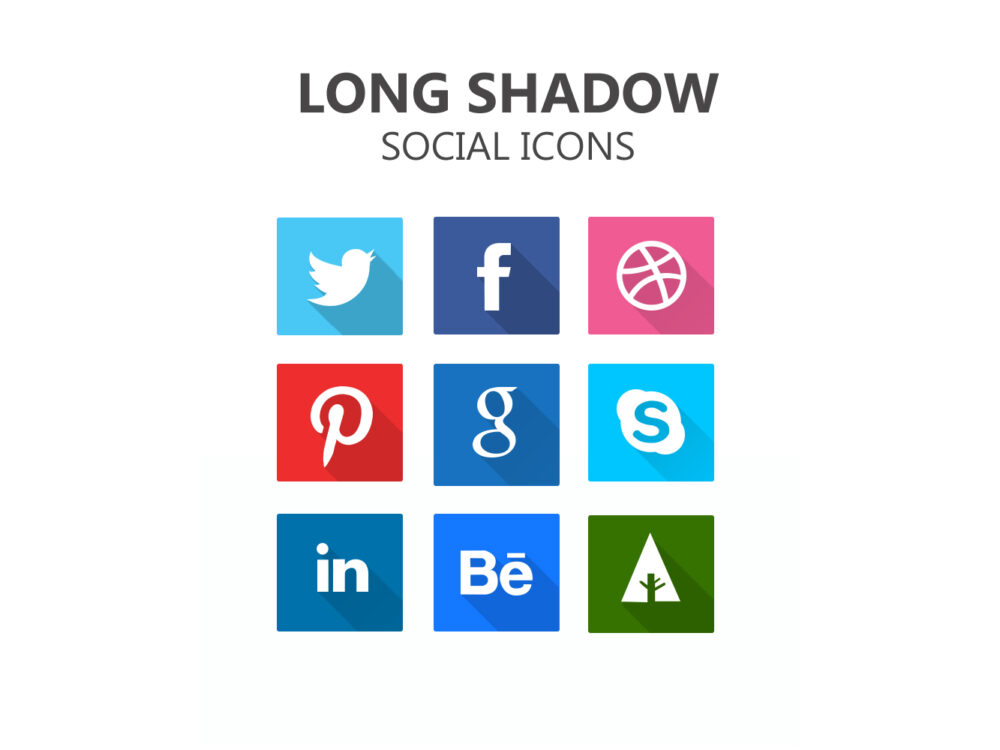 Long Shadow Social Icons PSD