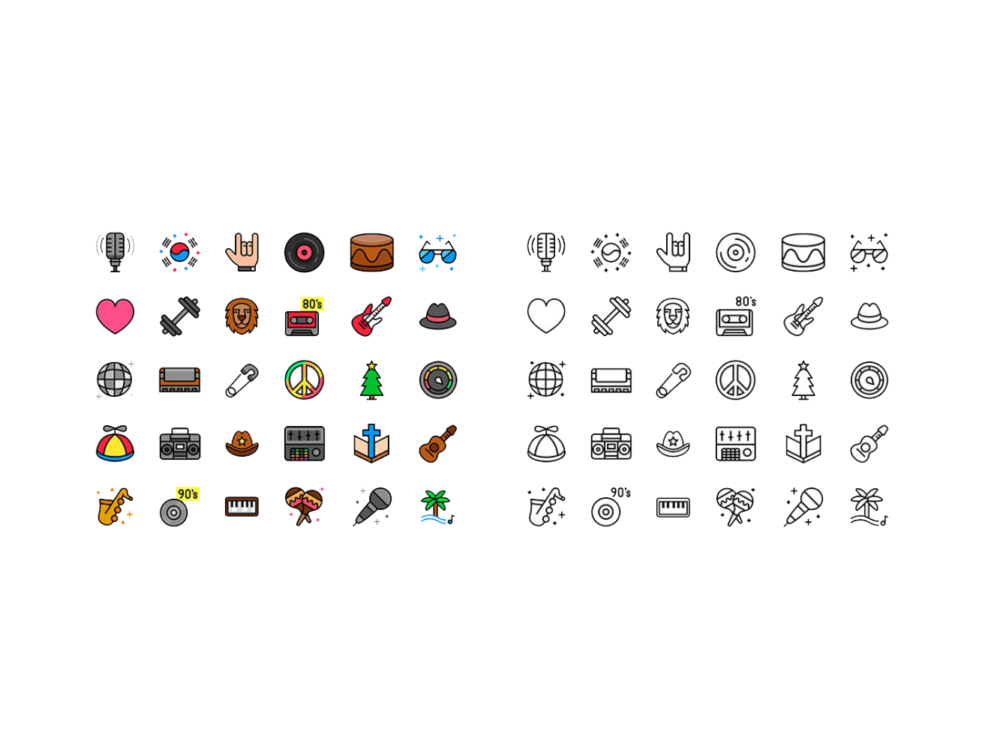 Music Genres Icons Set