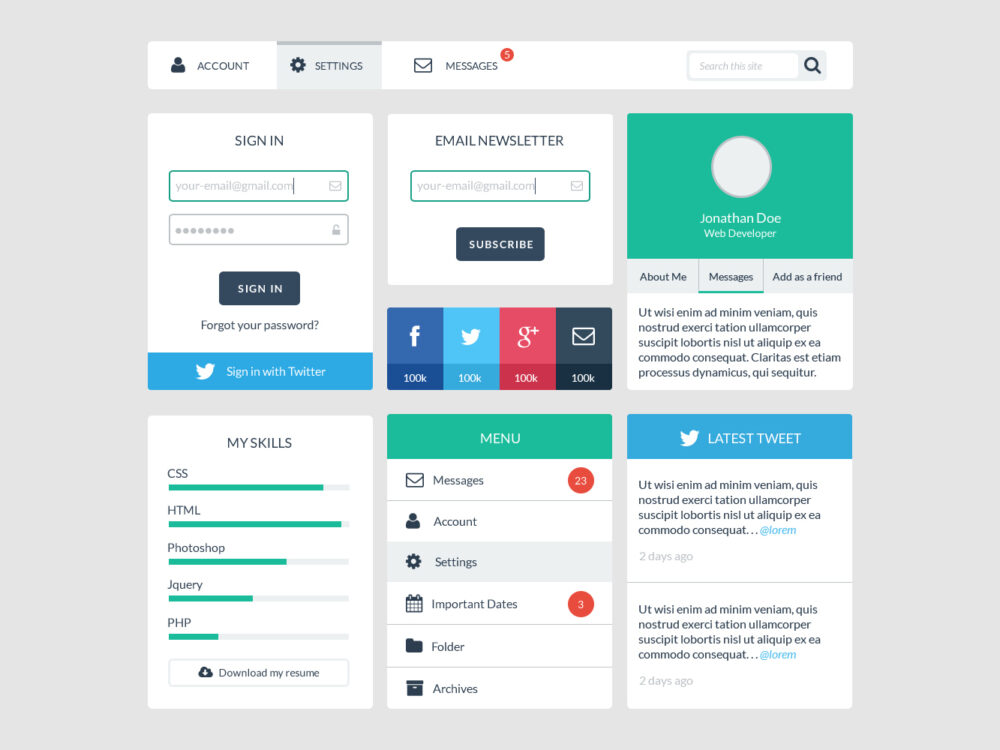 Web User Interface Design Kit PSD