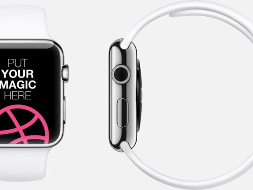 White and Silver Apple Watch Mockup