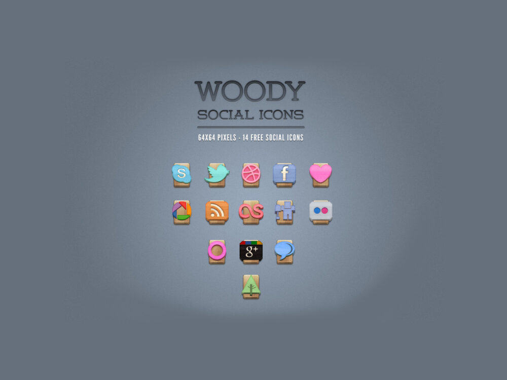 Wood Social Icons Set Vol 1