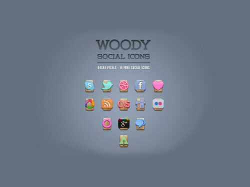 Wood Social Icons Set Vol 1