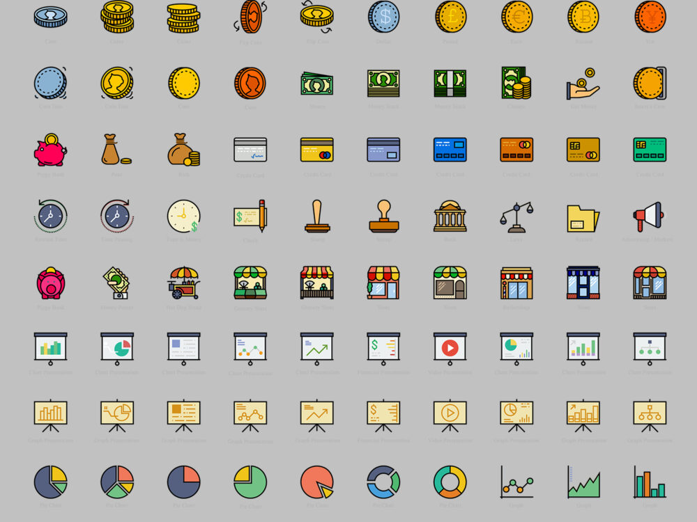 170 Free Retro Shopping, Finance & Business Icons