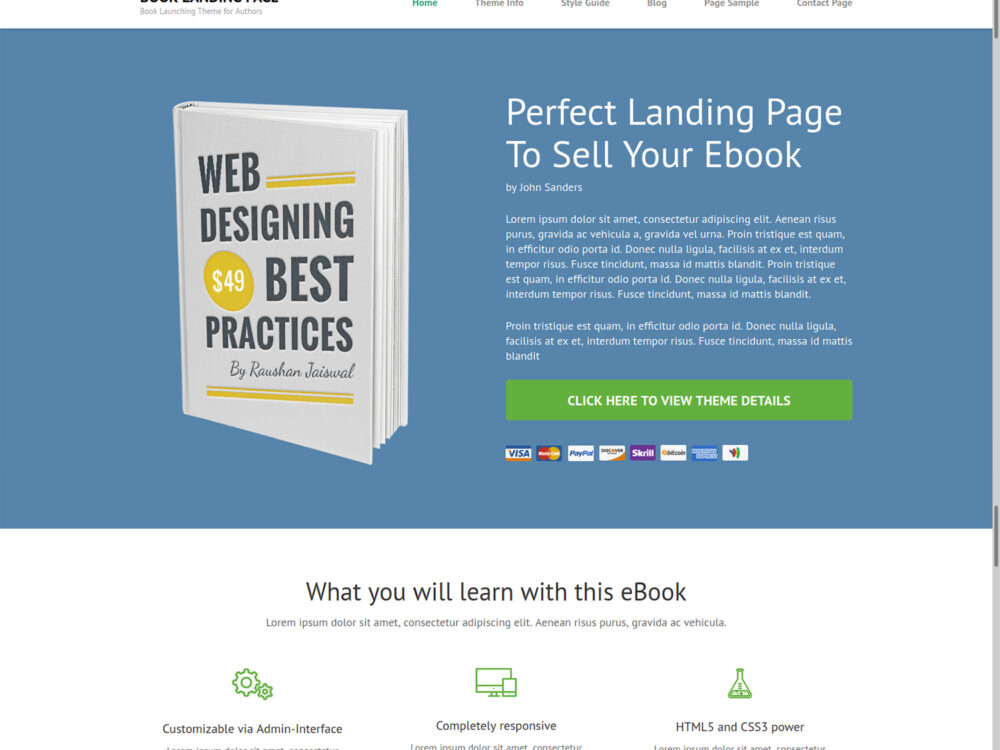 Book Landing Page WordPress Theme
