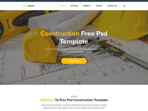 Construction Landing Page PSD Template