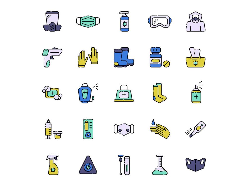 Covid-19 Protection Equipment Icons
