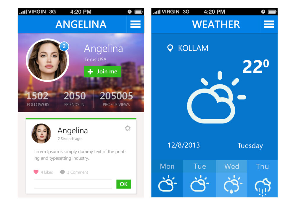 Crystal – Mobile Application UI Design PSD