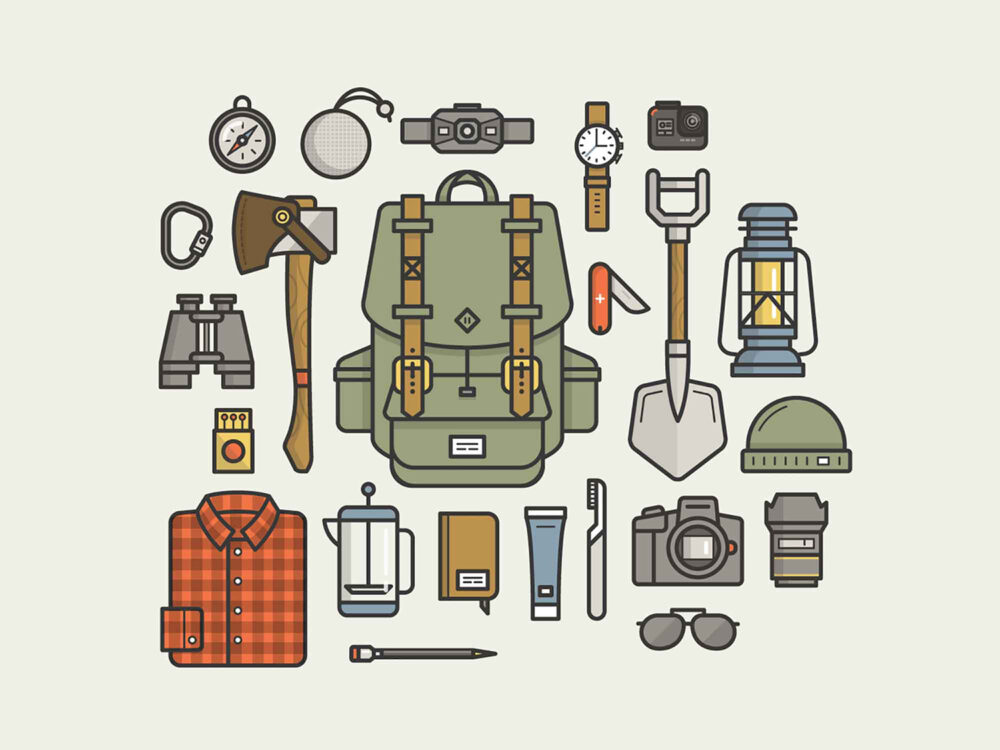 Free Camping Gear Essentials Illustrations