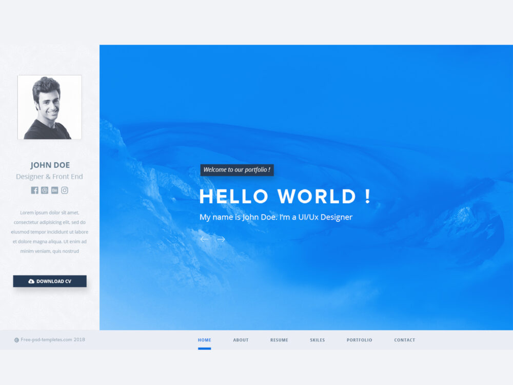 Free PSD Template Resume Portfolio