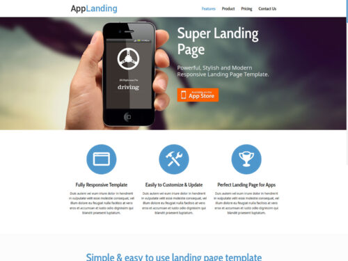 Free Retina Ready Responsive App Landing Page Website Template