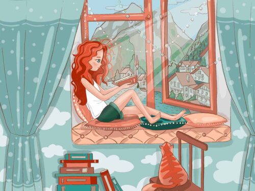 Free Student Studying Illustration