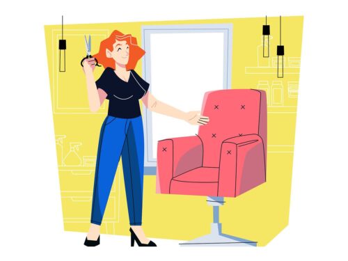 Hairdresser in A Salon Vector Illustrations