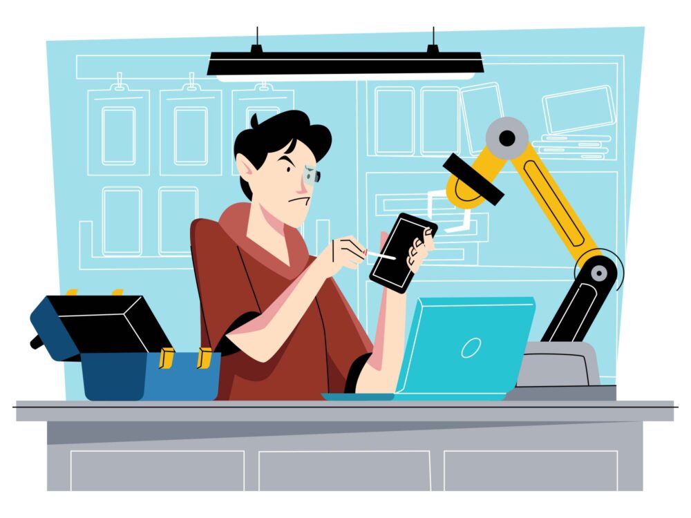 Mobile Fixing Vector Illustration