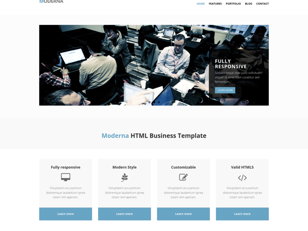 Moderna: Bootstrap HTML Template