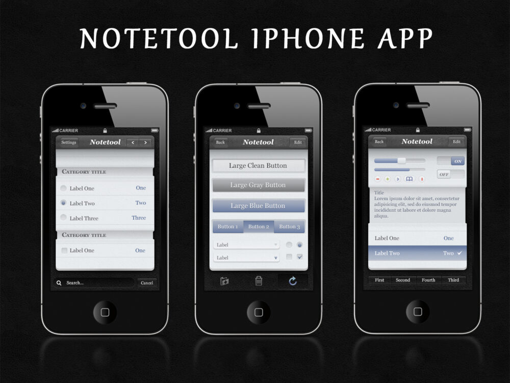 Notetool iPhone App UI-Kit