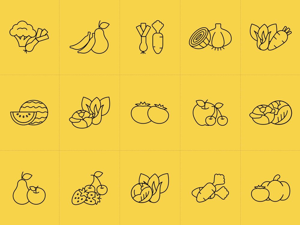 15 Free Fruits & Vegetables Vector Icons