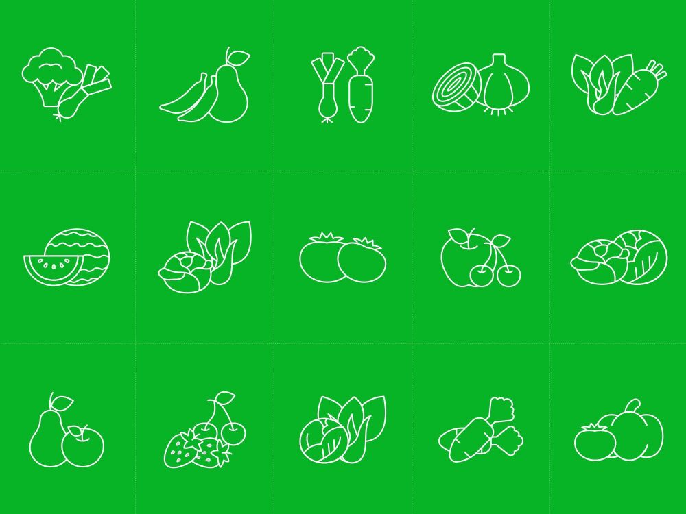 15 Free Fruits & Vegetables Vector Icons