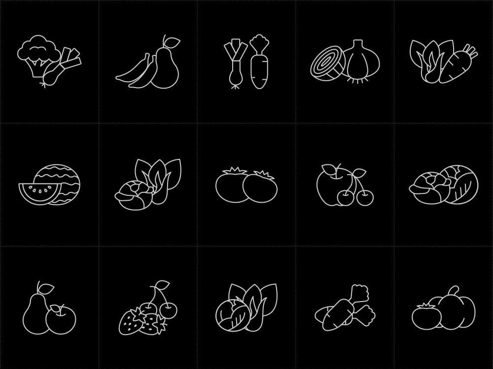 15 Free Fruits & Vegetables Vector Icons