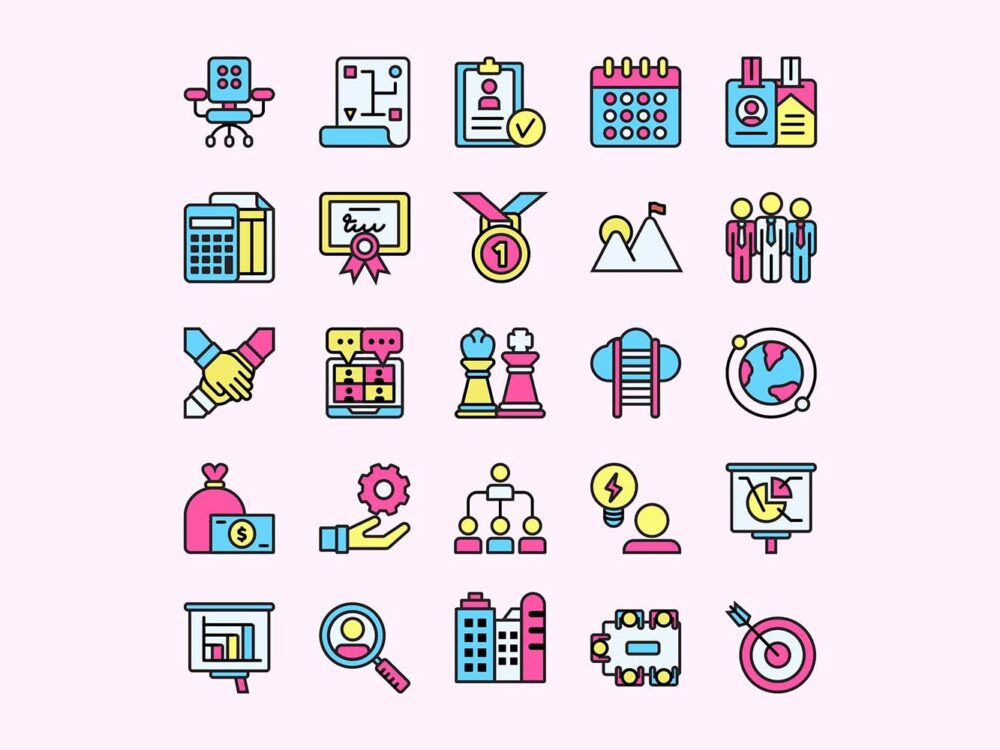 25 Colored Corporate Vector Icons