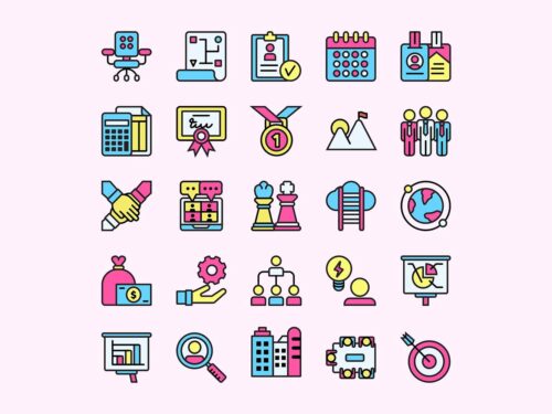 25 Colored Corporate Vector Icons
