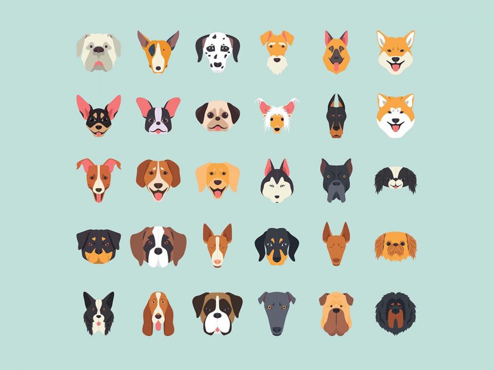 30 Dog Breeds Vector Icons