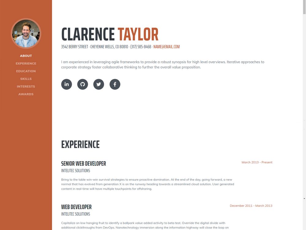 Bootstrap Resume Template