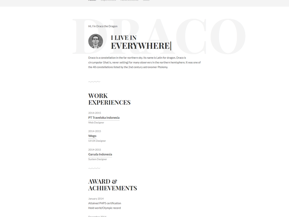 Draco HTML Resume Template